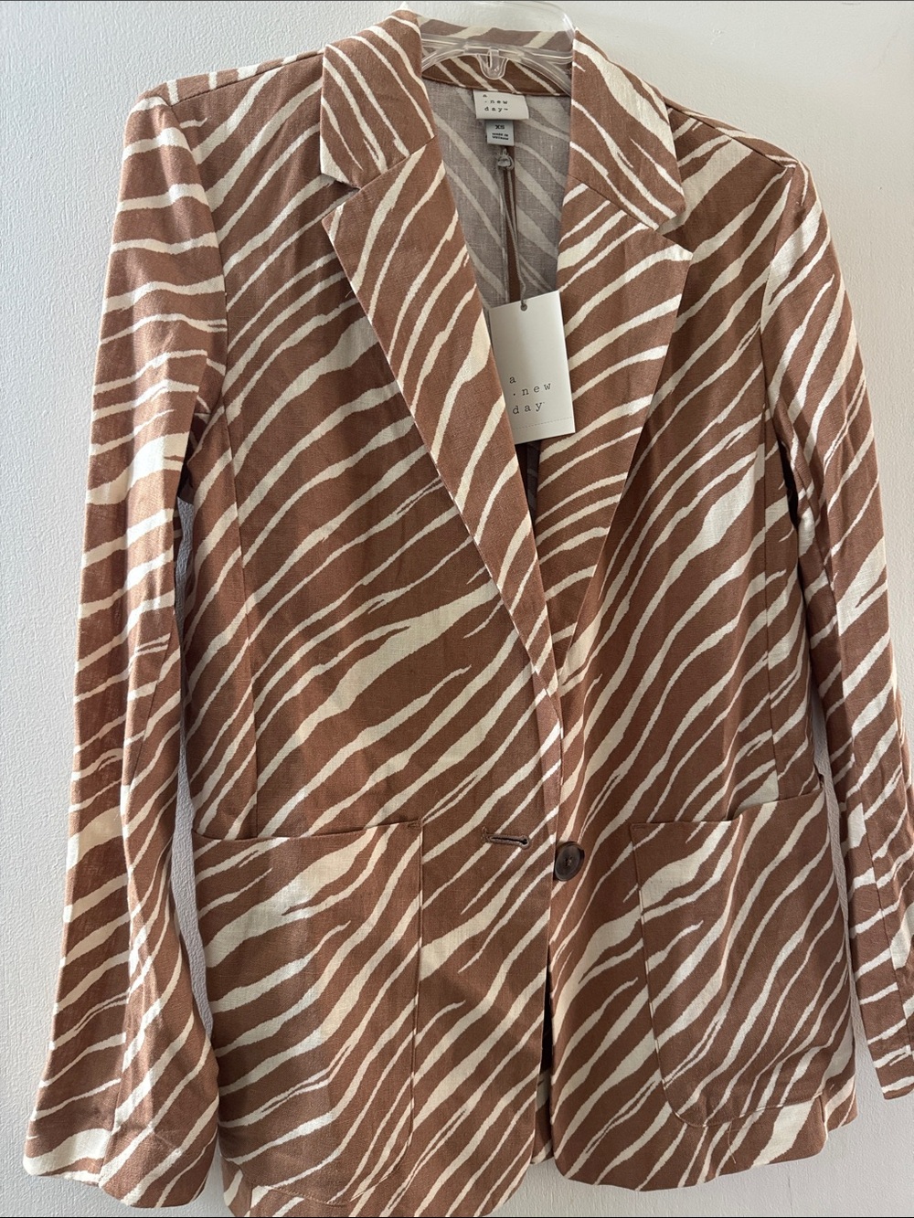 a new day Brown and Cream Zebra-Print Blazer